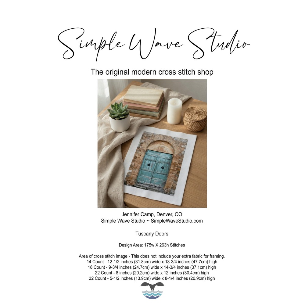 Tuscany Blue Door Landscape Counted Cross Stitch Pattern Chart